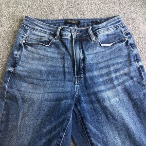 Judy Blue Jeans Slim Boot Cut Womens 14W Blue Boho Cowgirl Split Hem Stretch